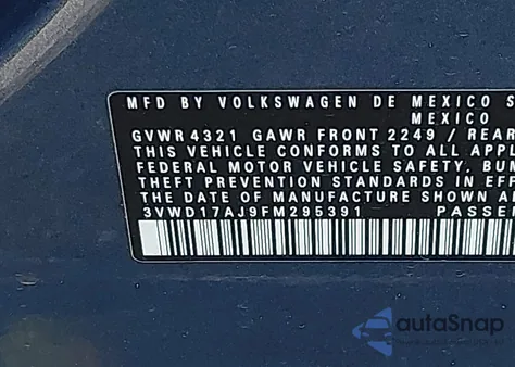 2015 Volkswagen Jetta 1.8T Se from USA, damaged, VIN 3VWD17AJ9FM295391